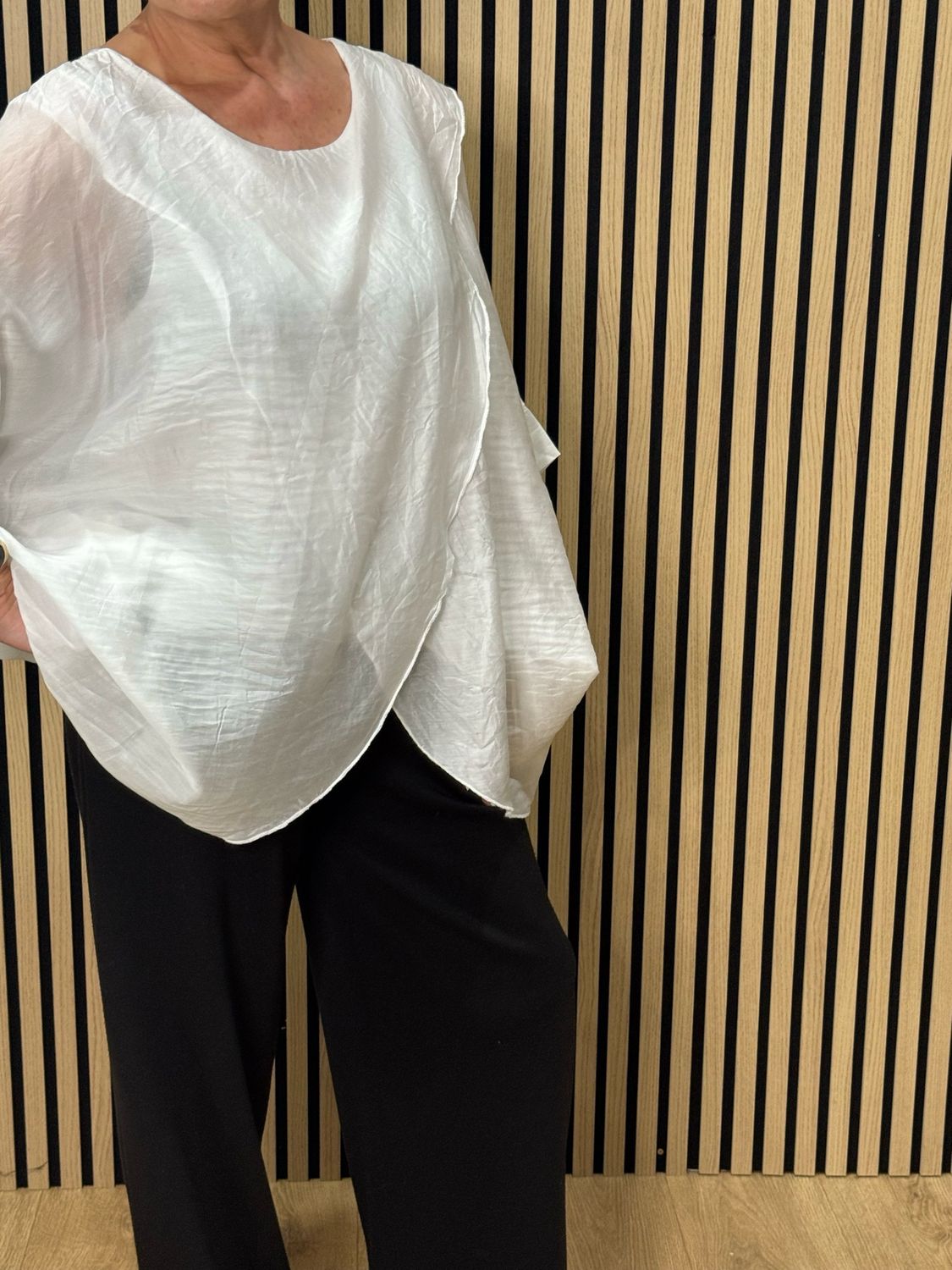 Layered Batwing Top - White