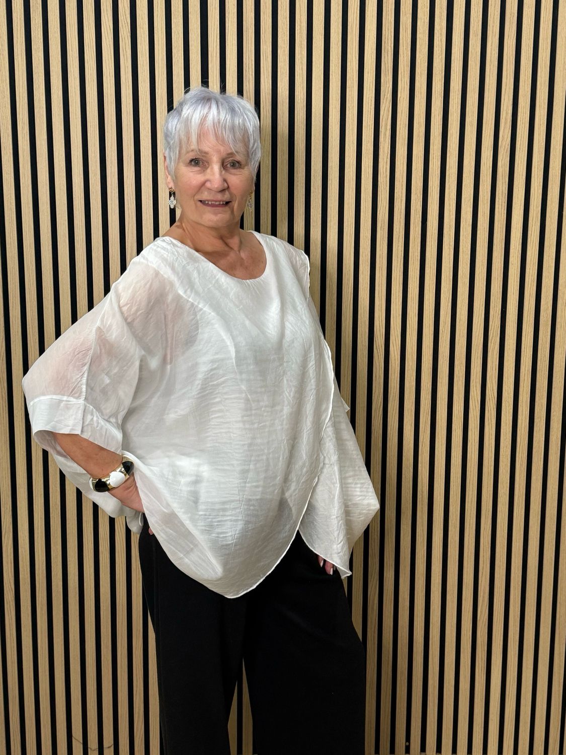 Layered Batwing Top - White