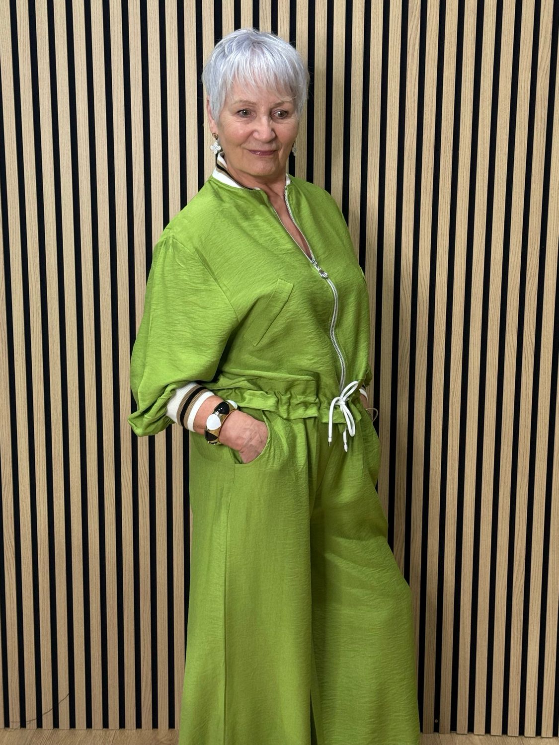 Zip Front Co-Ord Set - Green