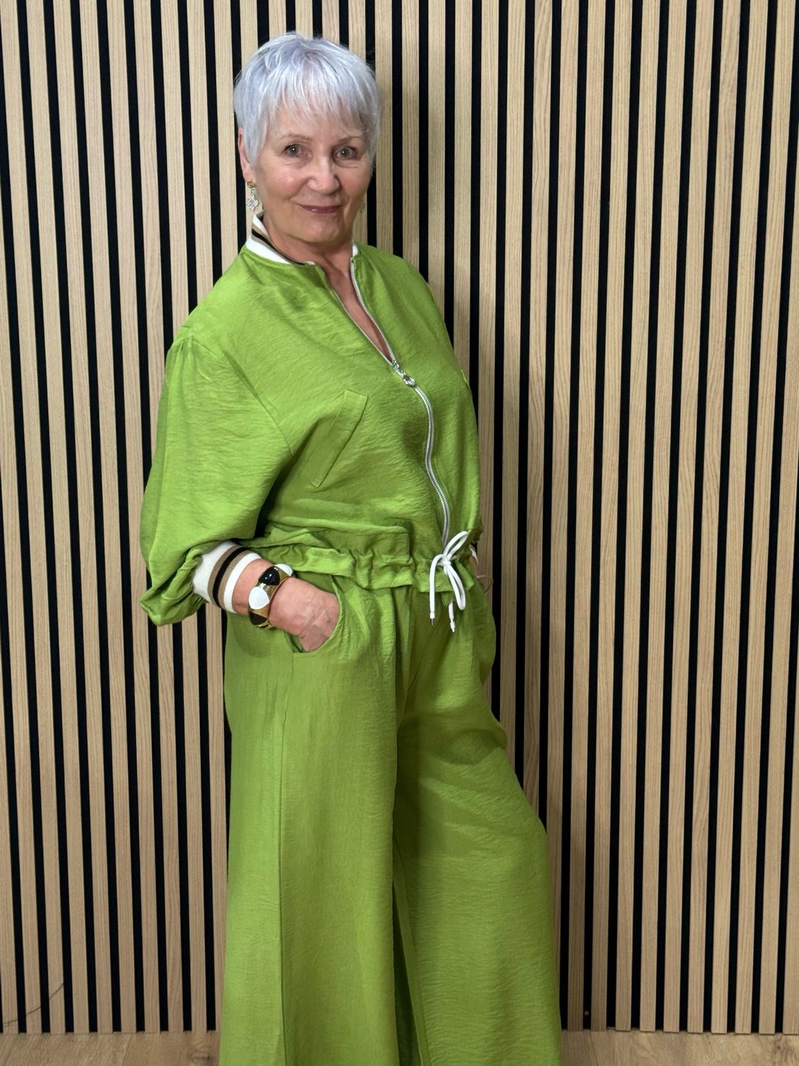 Zip Front Co-Ord Set - Green