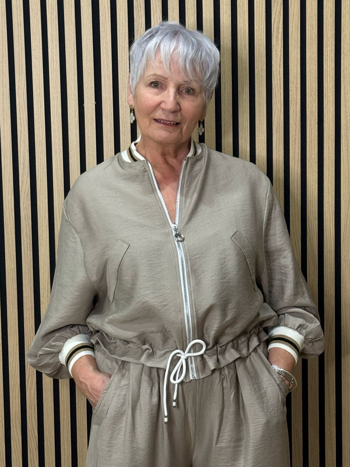 Zip Front Co-Ord Set - Taupe