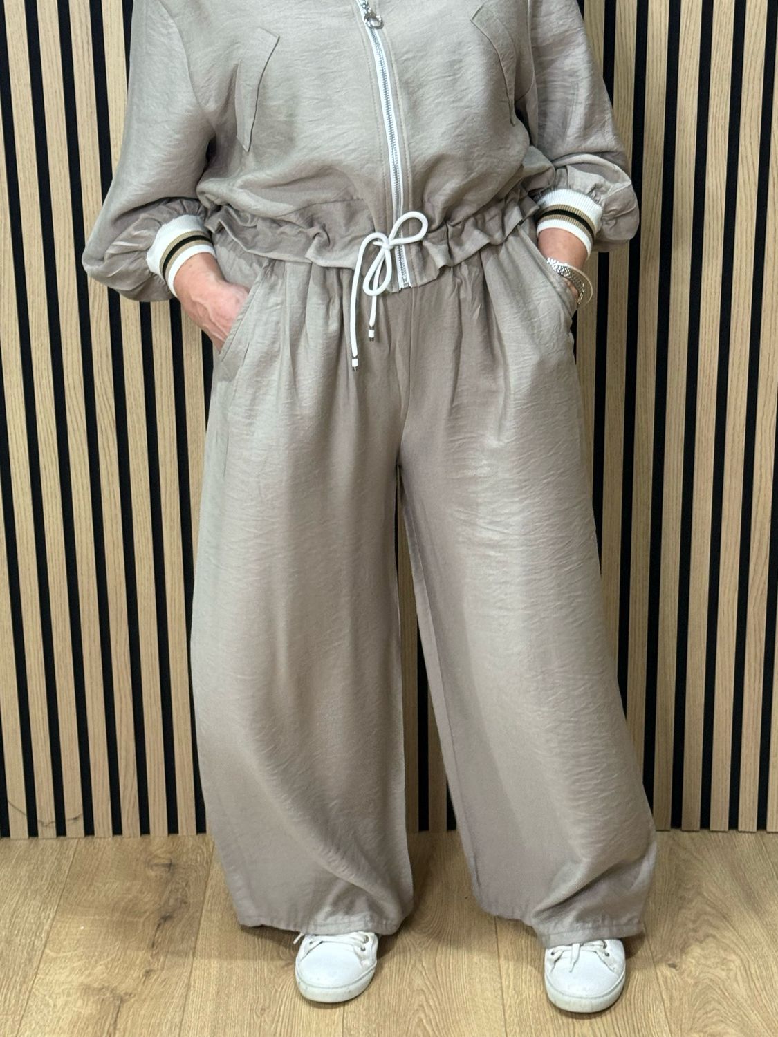 Zip Front Co-Ord Set - Taupe