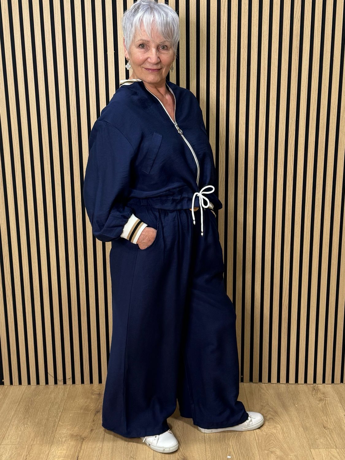 Zip Front Co-Ord Set - Navy