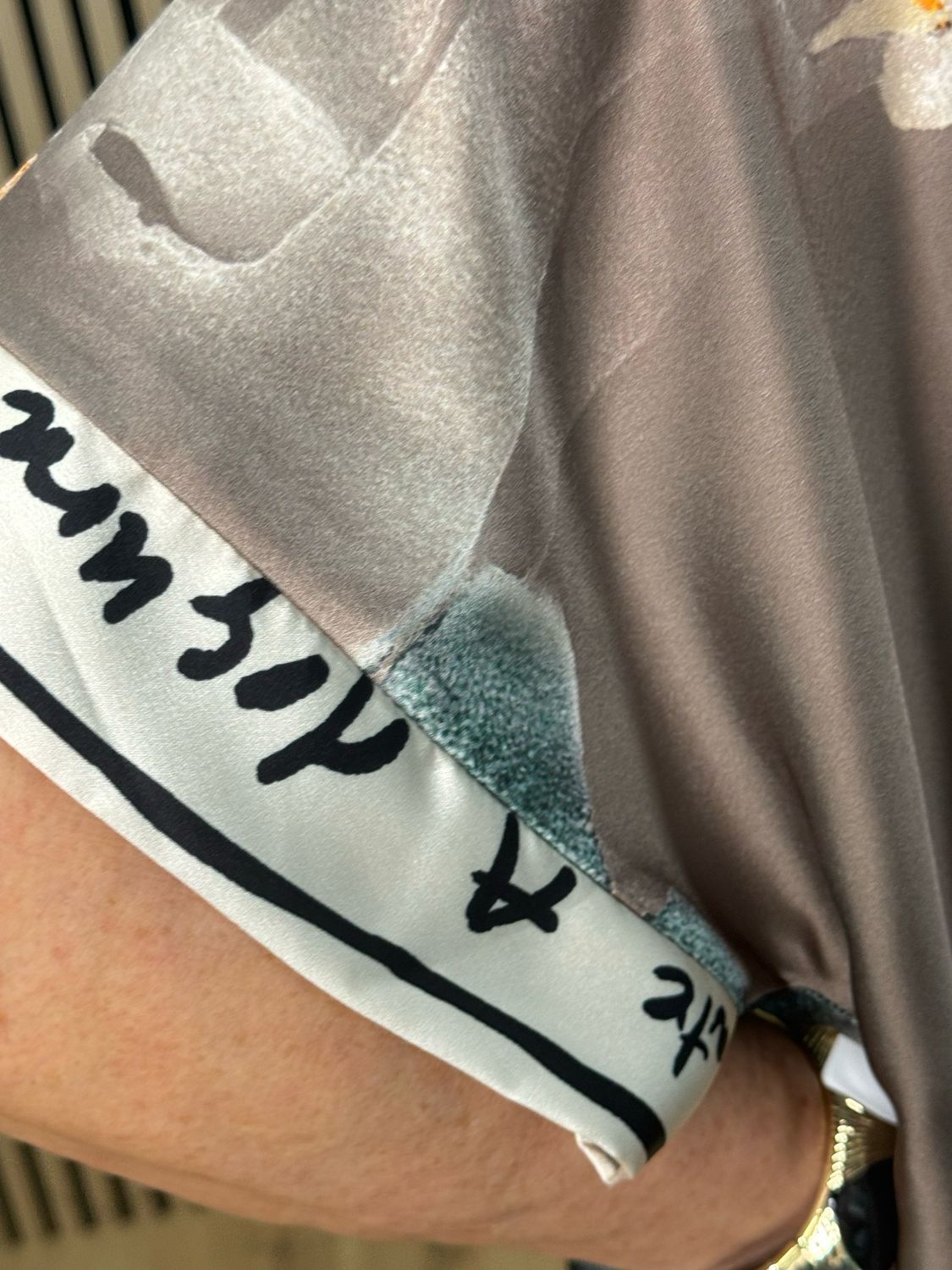 Abstract Print Shirt Dress - Bronze