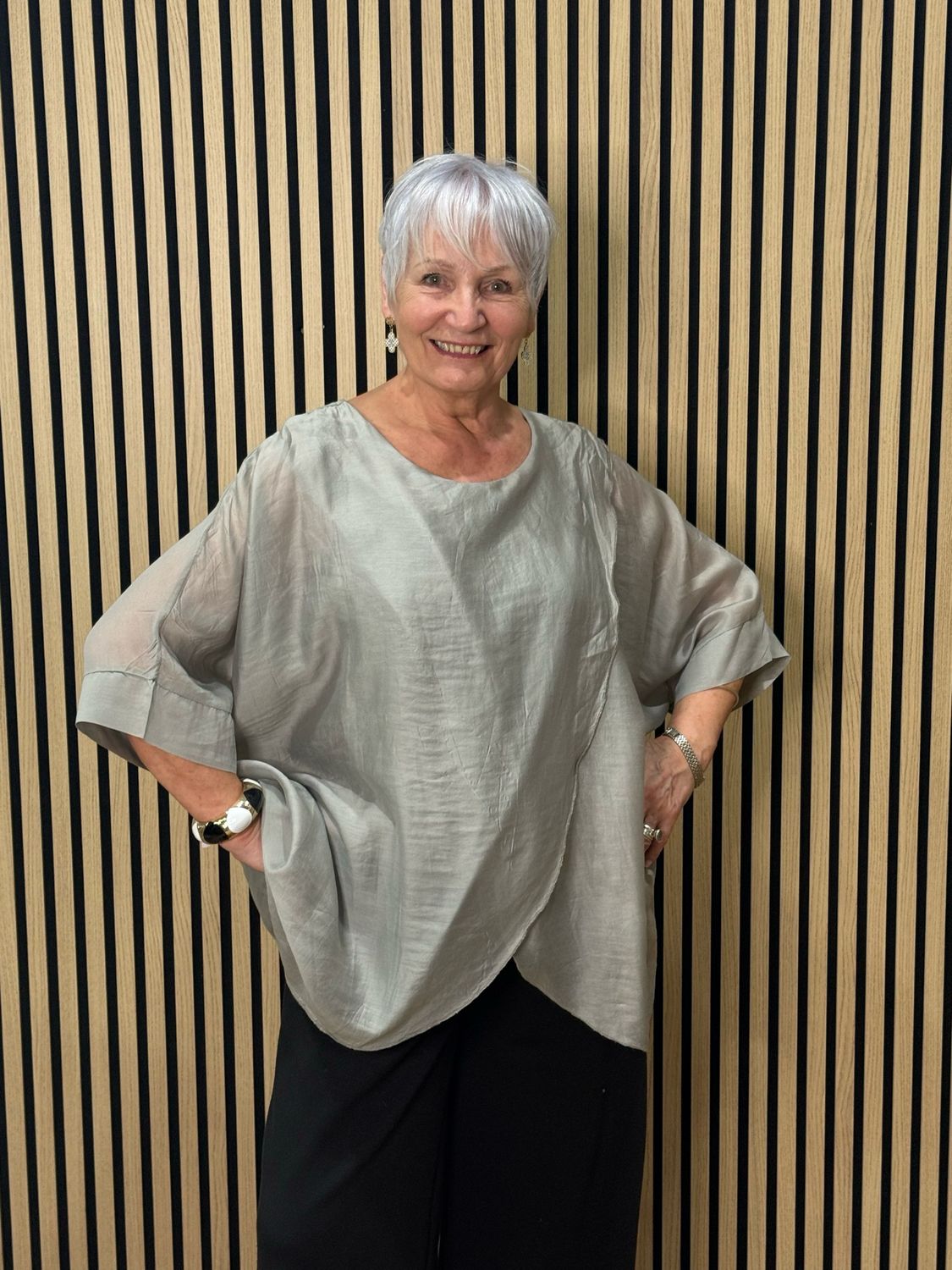 Layered Batwing Top - Stone