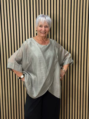 Layered Batwing Top - Stone