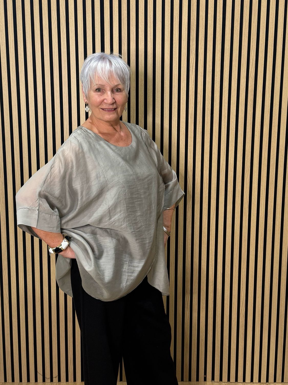 Layered Batwing Top - Stone