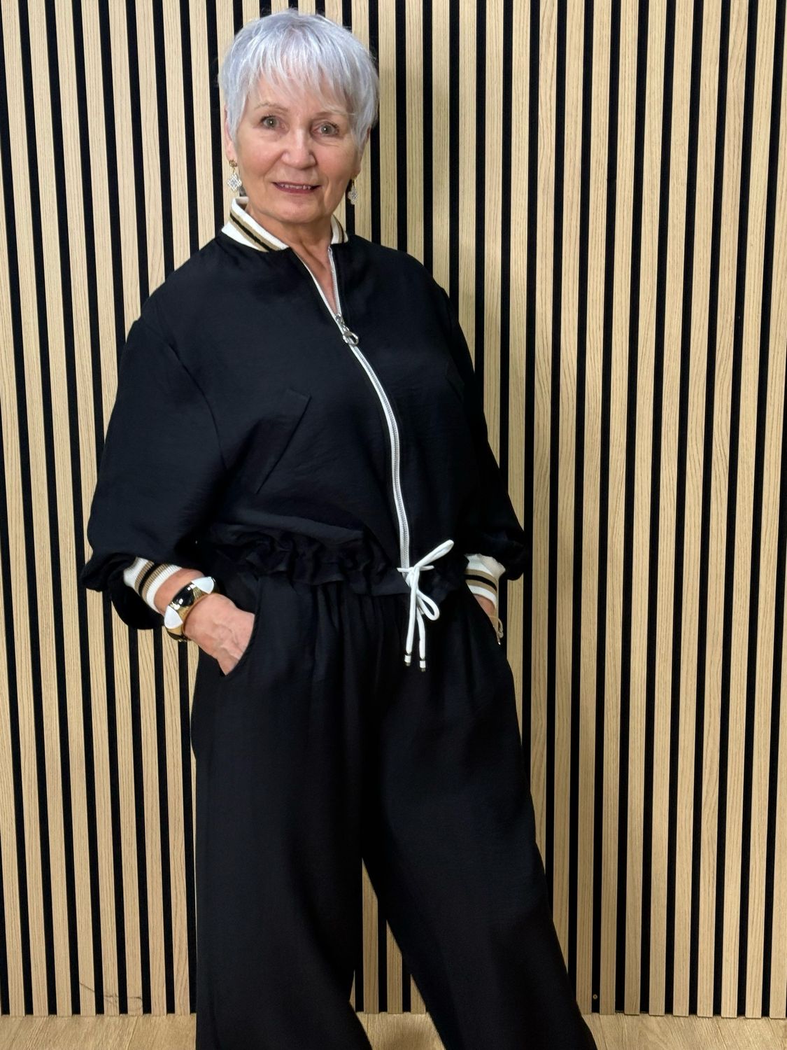 Zip Front Co-Ord Set - Black