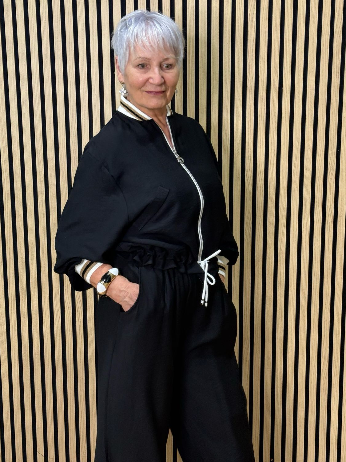 Zip Front Co-Ord Set - Black