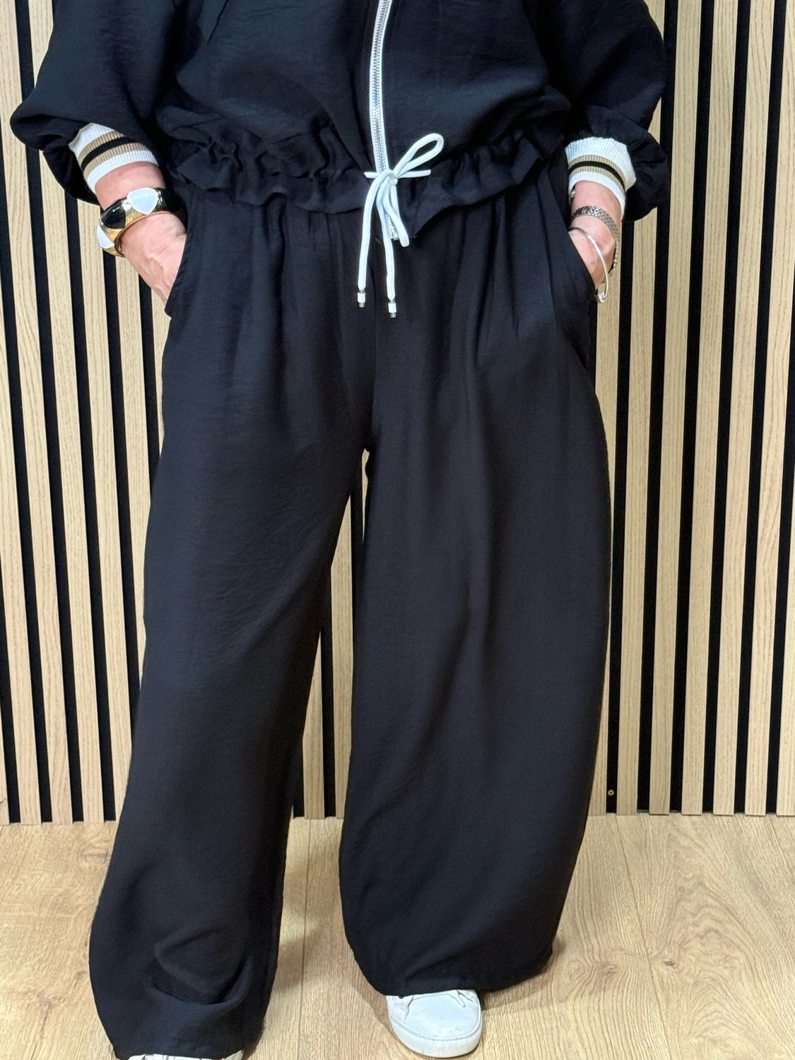 Zip Front Co-Ord Set - Black