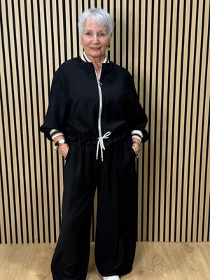 Zip Front Co-Ord Set - Black