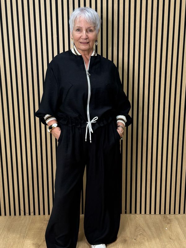 Zip Front Co-Ord Set - Black