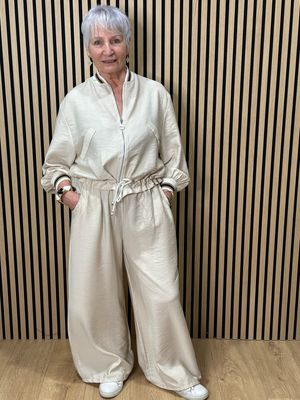 Zip Front Co-Ord Set - Stone