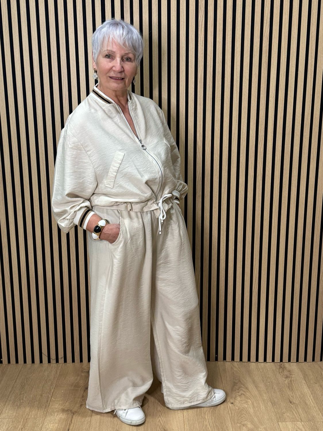 Zip Front Co-Ord Set - Stone