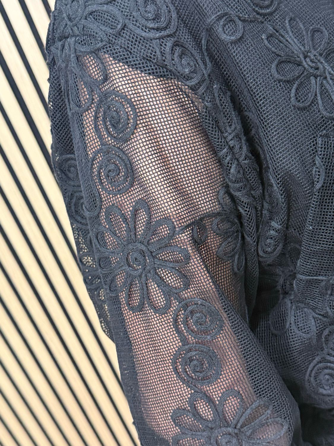 Floral Mesh Jacket - Black