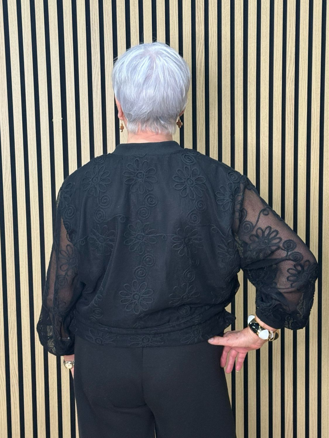 Floral Mesh Jacket - Black