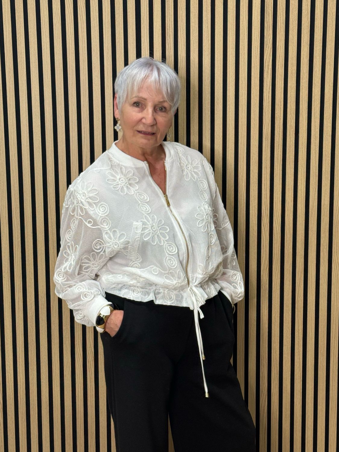 Floral Mesh Jacket - White