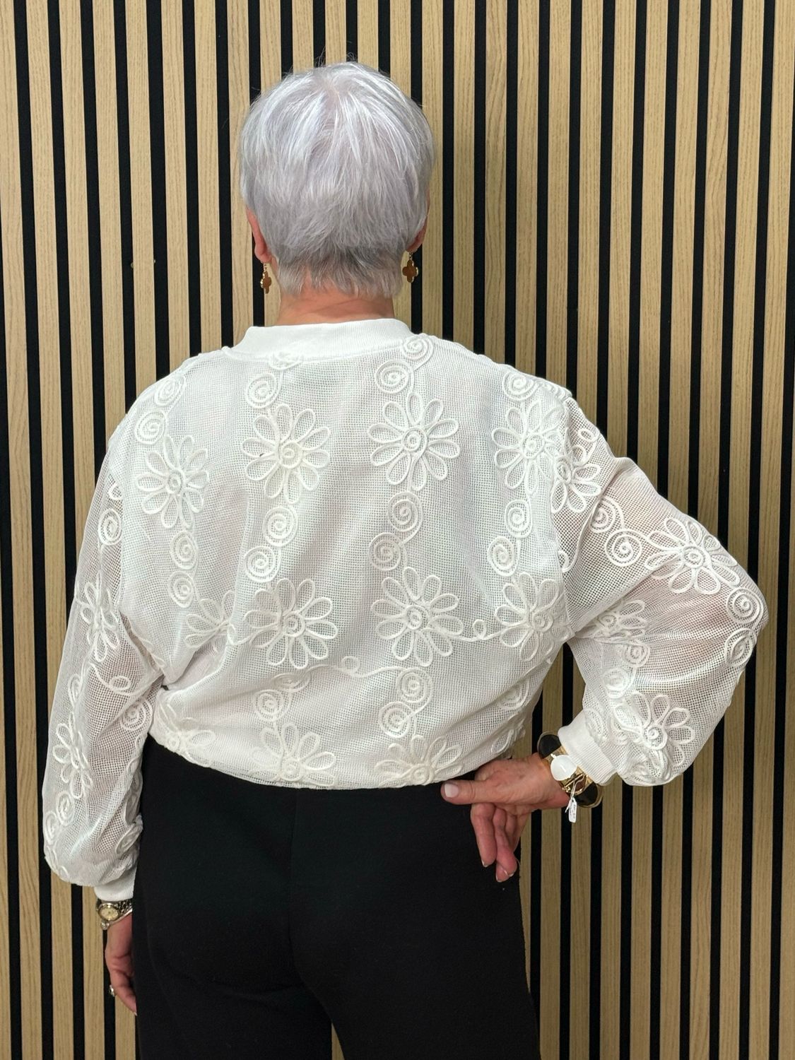 Floral Mesh Jacket - White