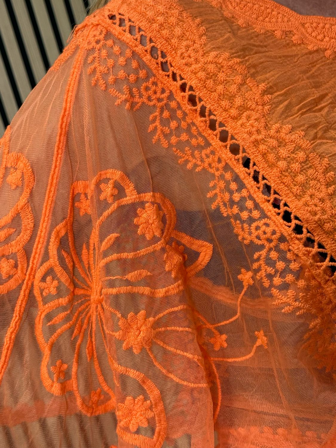 Angel Sleeve Cotton Top - Orange