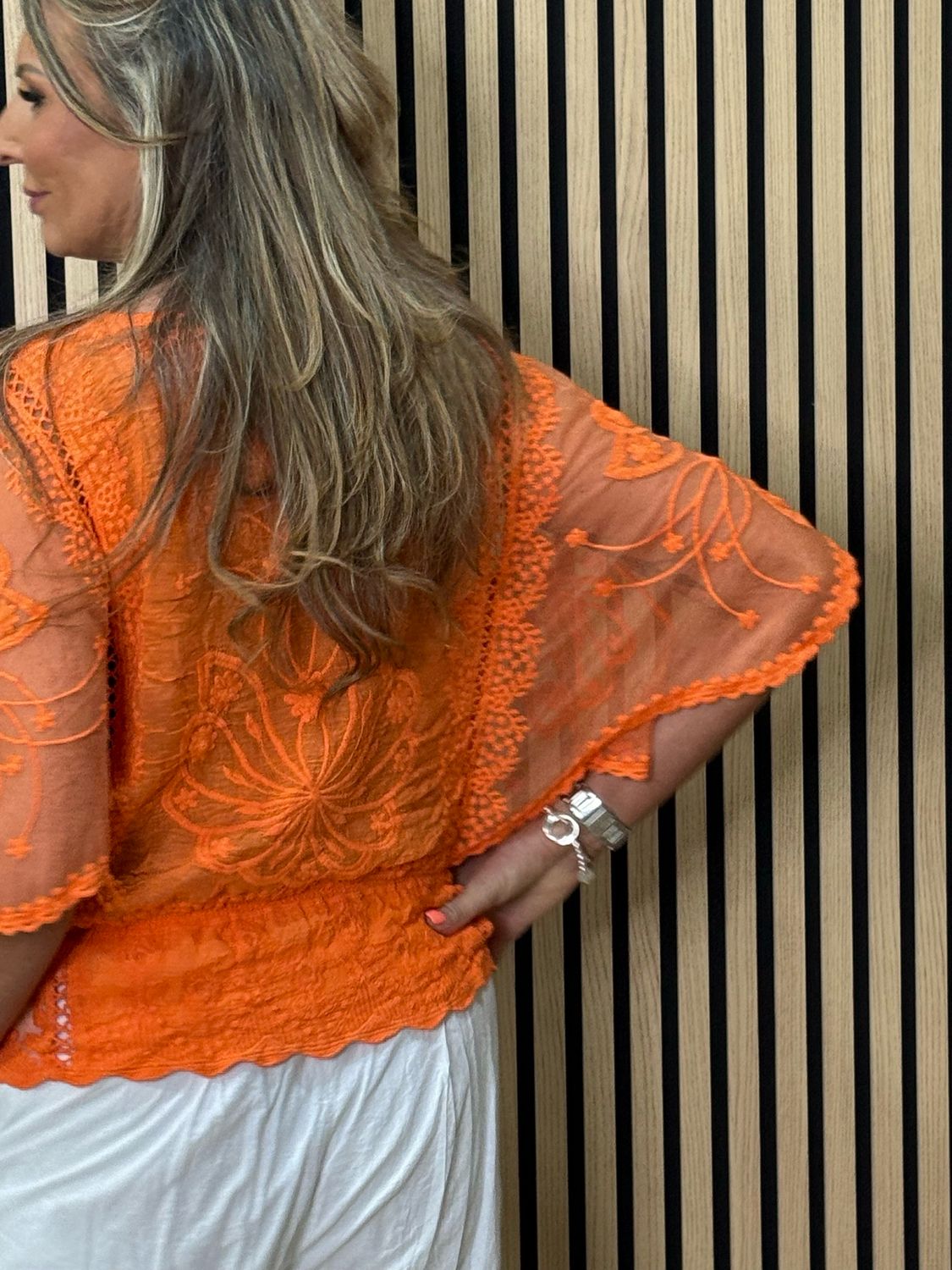 Angel Sleeve Cotton Top - Orange