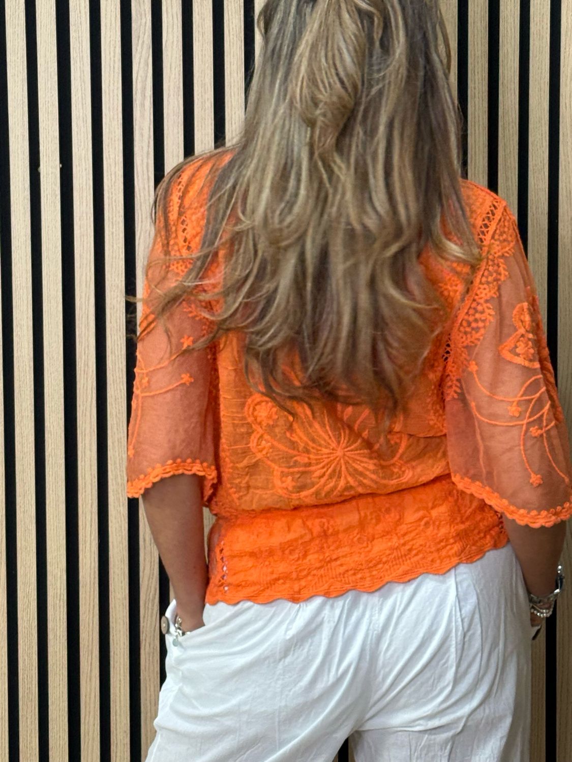 Angel Sleeve Cotton Top - Orange