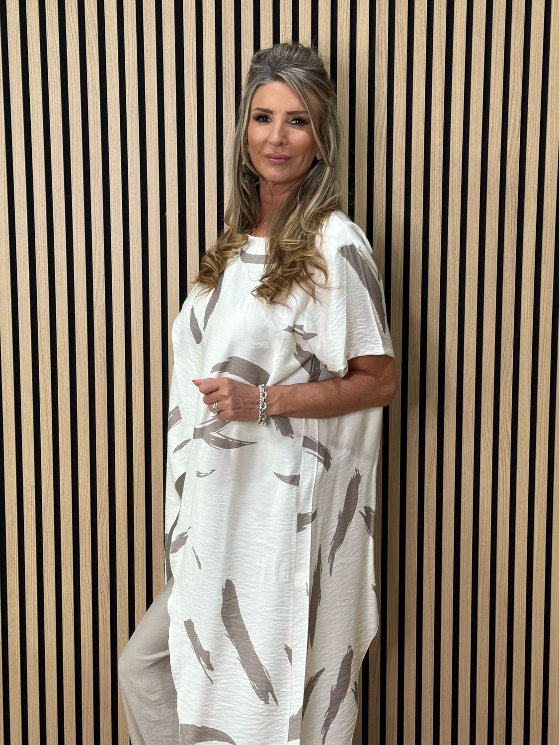 Abstract Print Co-Ord Set - Taupe