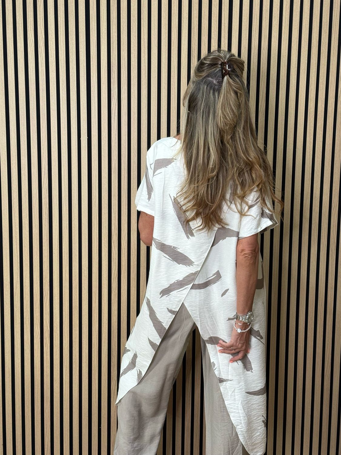 Abstract Print Co-Ord Set - Taupe