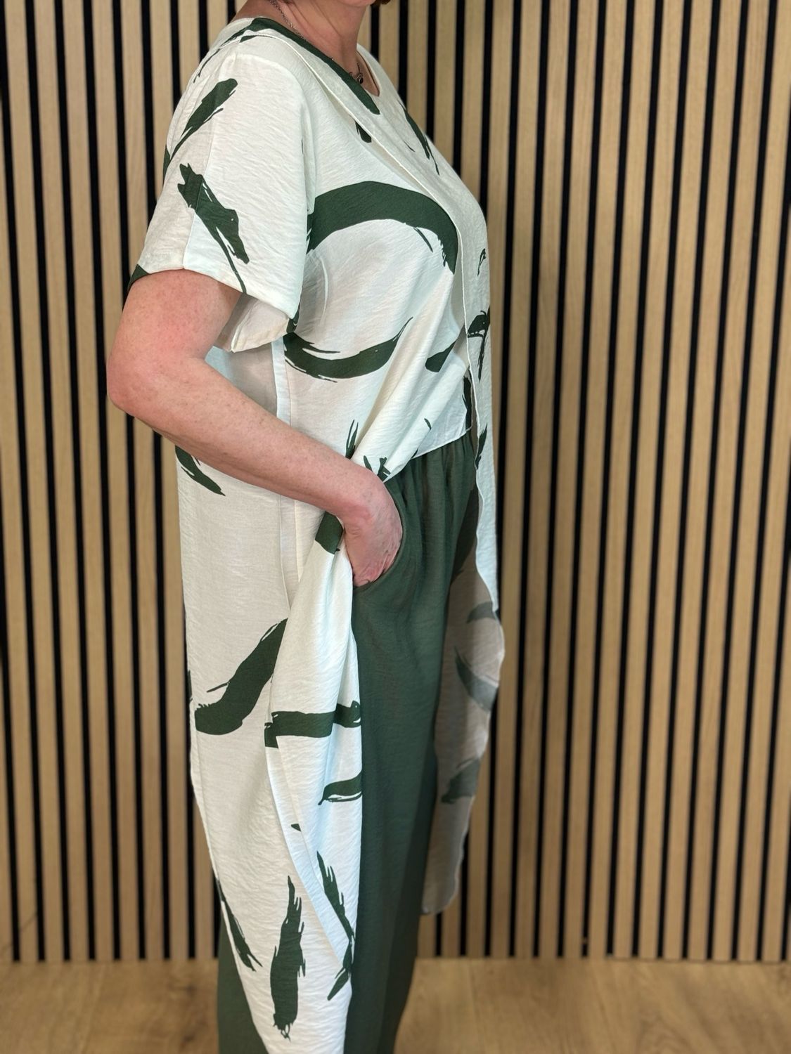 Abstract Print Co-Ord Set - Khaki