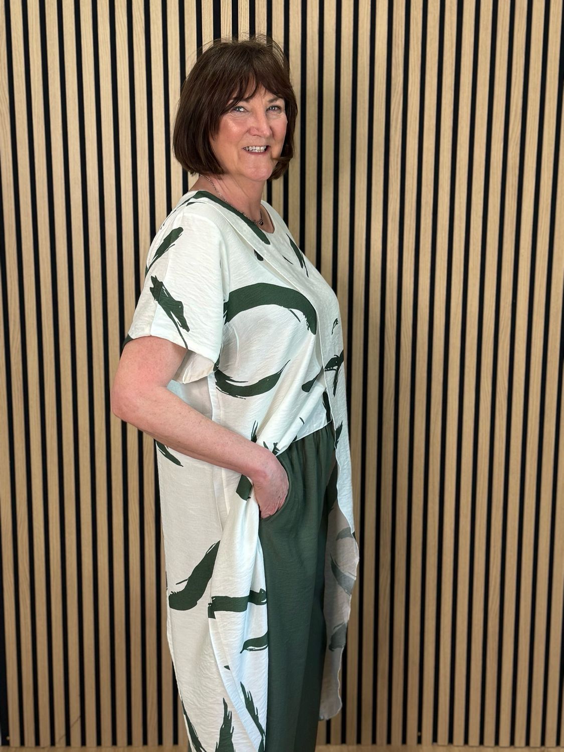 Abstract Print Co-Ord Set - Khaki