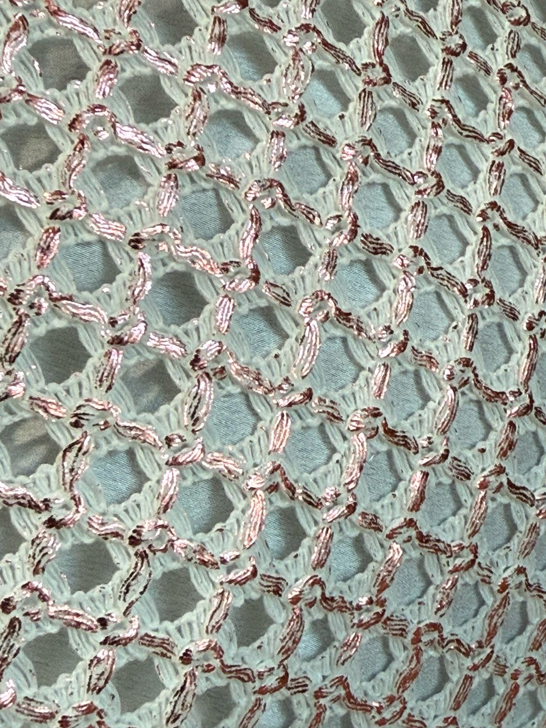 Shimmer Crochet Mesh Top - Rose