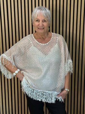 Shimmer Crochet Mesh Top - Rose