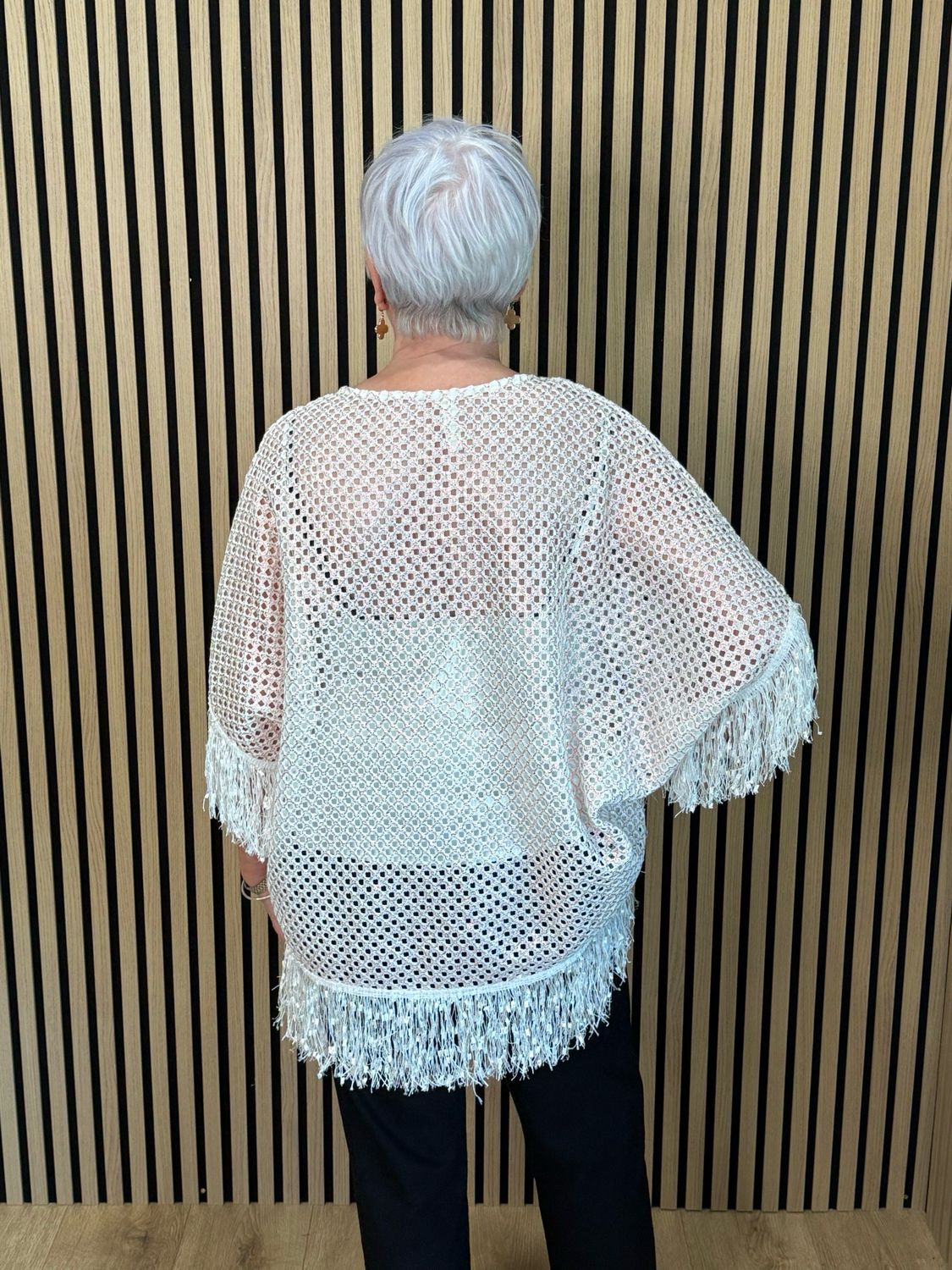 Shimmer Crochet Mesh Top - Rose