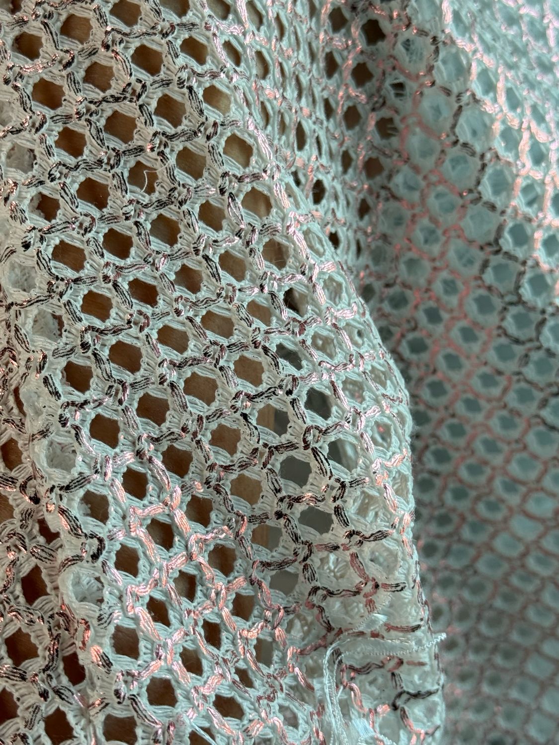 Shimmer Crochet Mesh Top - Rose