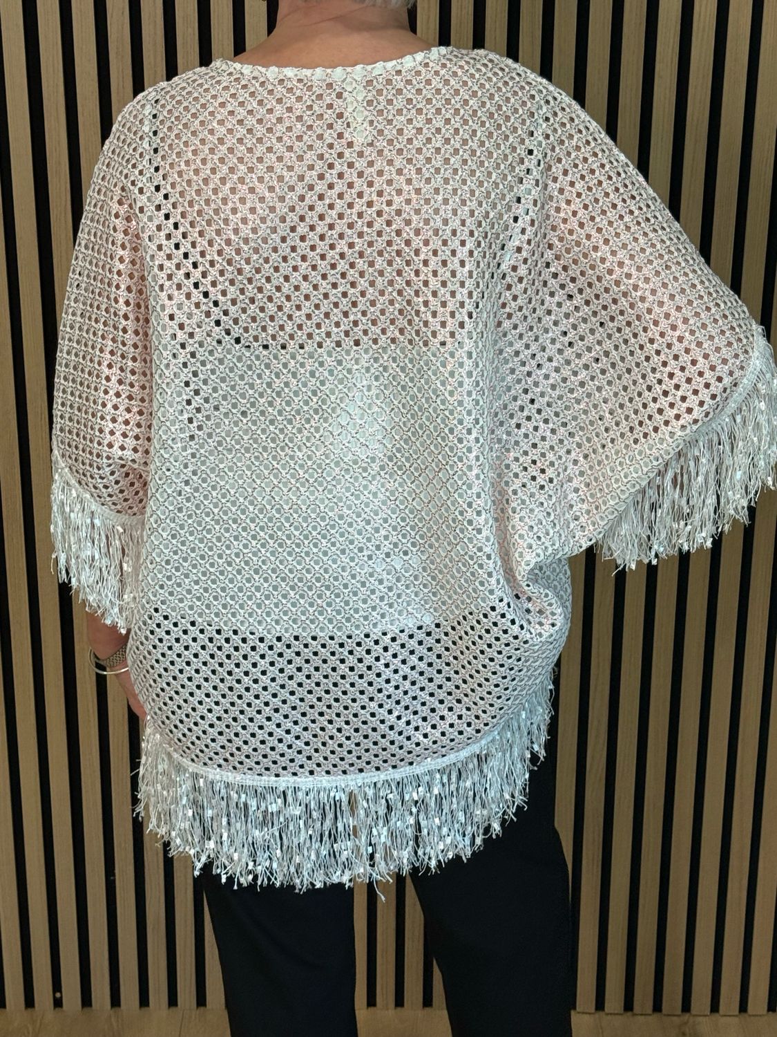 Shimmer Crochet Mesh Top - Rose