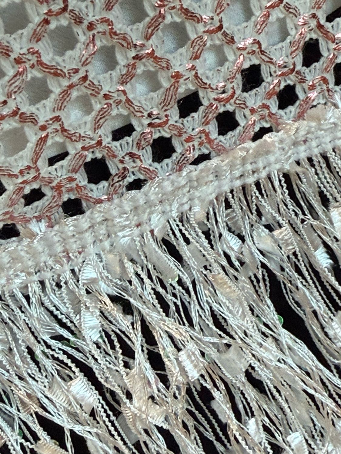 Shimmer Crochet Mesh Top - Rose