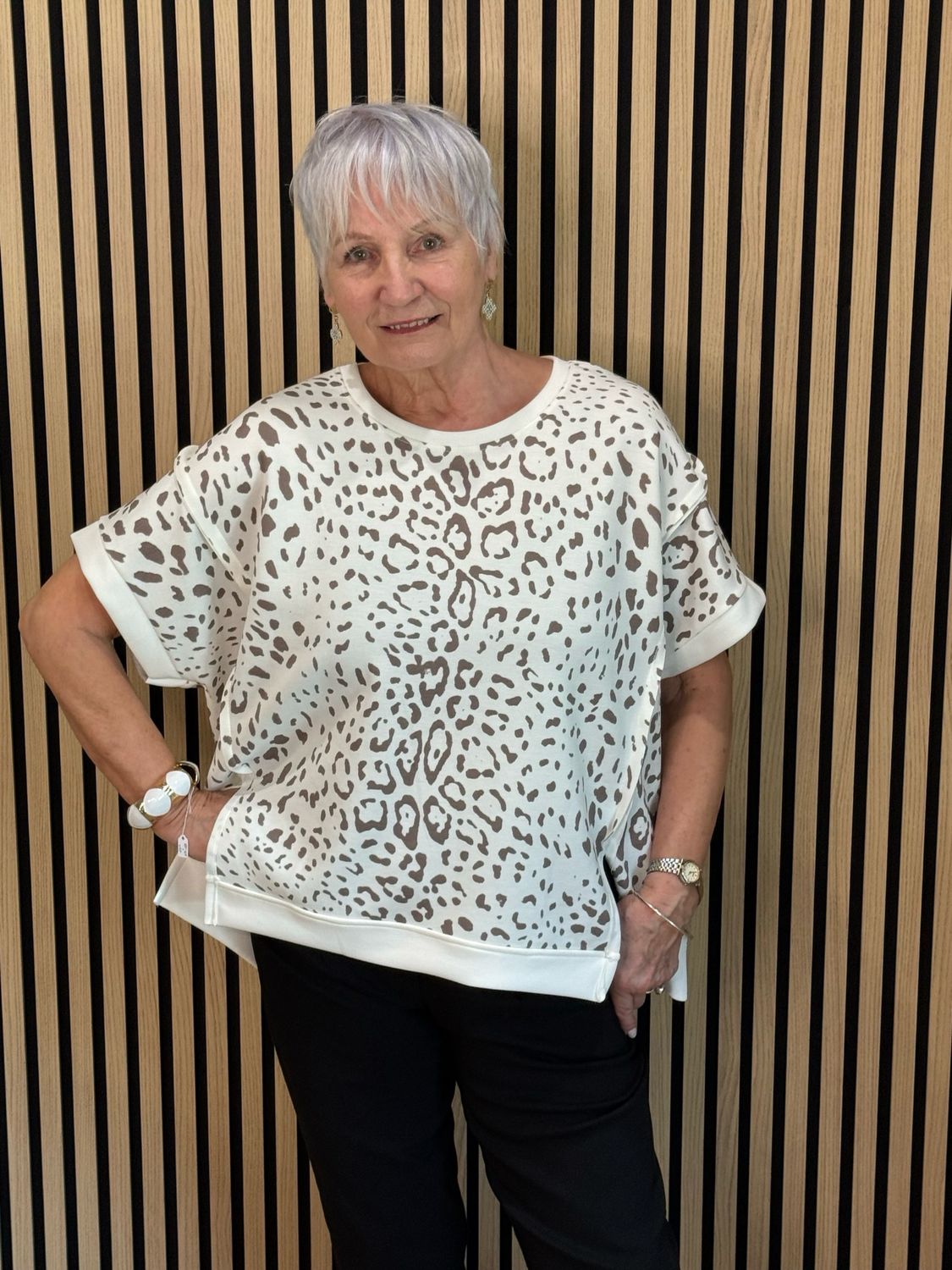 Leopard Print Top - White