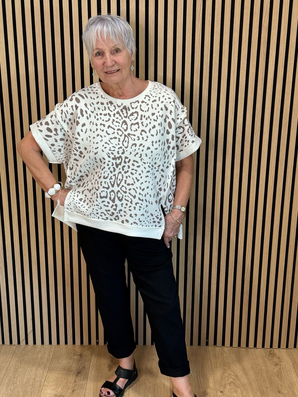 Leopard Print Top - White