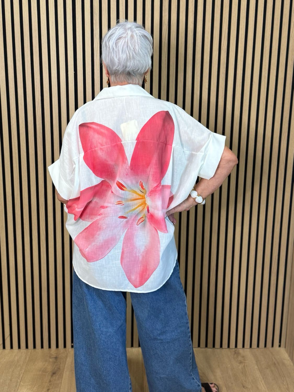 Oversized Floral Button Shirt - Pink