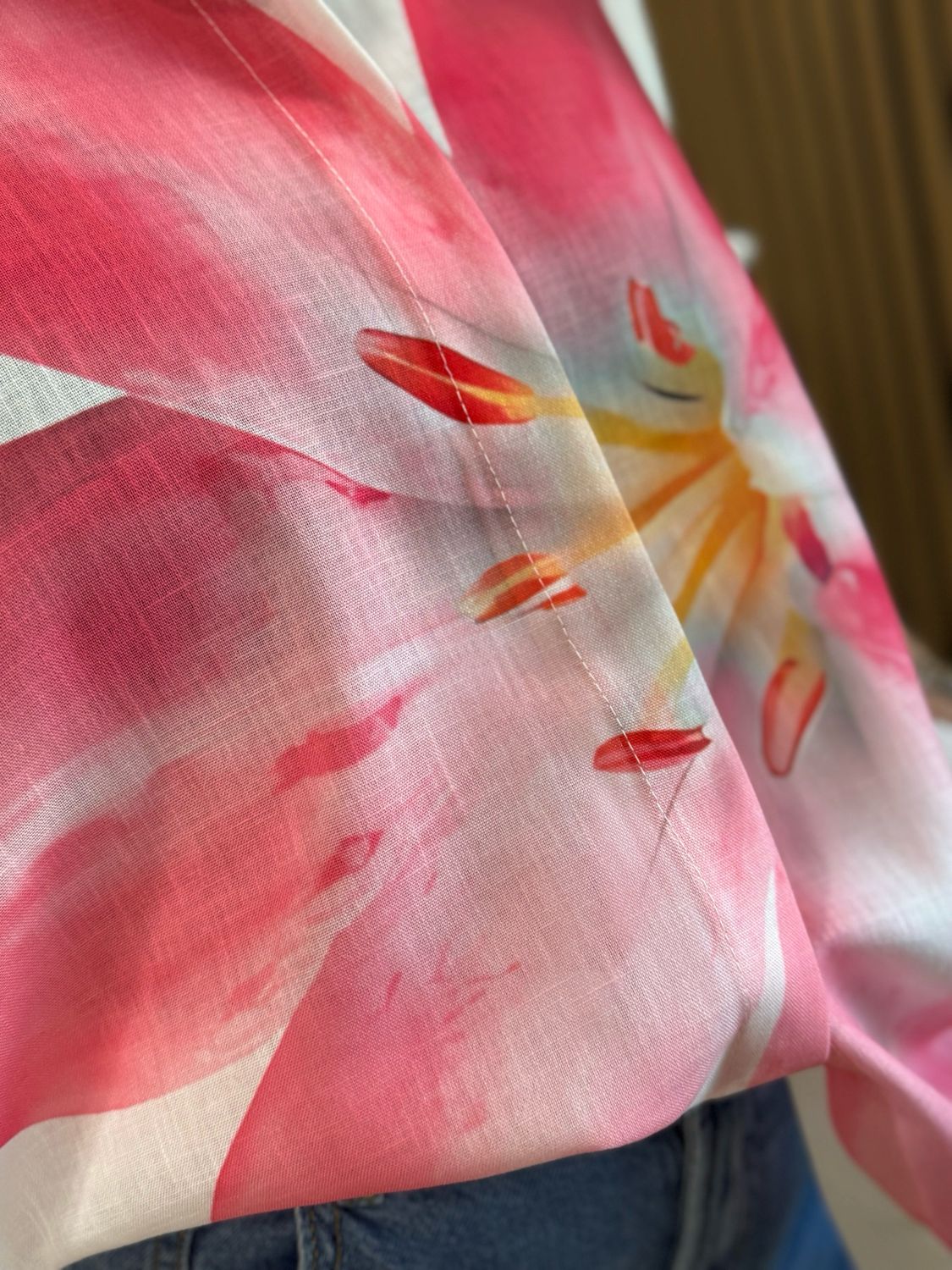 Oversized Floral Button Shirt - Pink