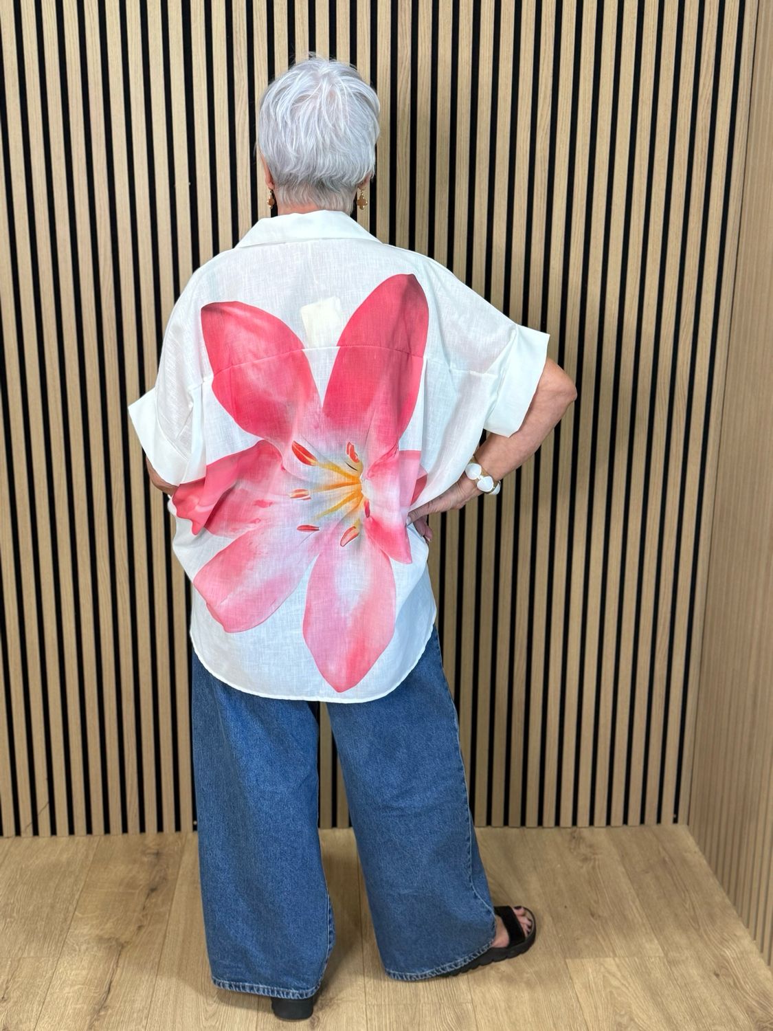 Oversized Floral Button Shirt - Pink