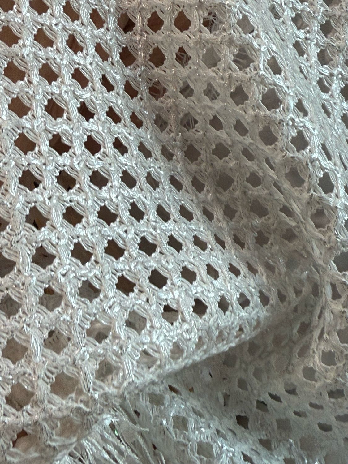 Shimmer Crochet Mesh Top - White