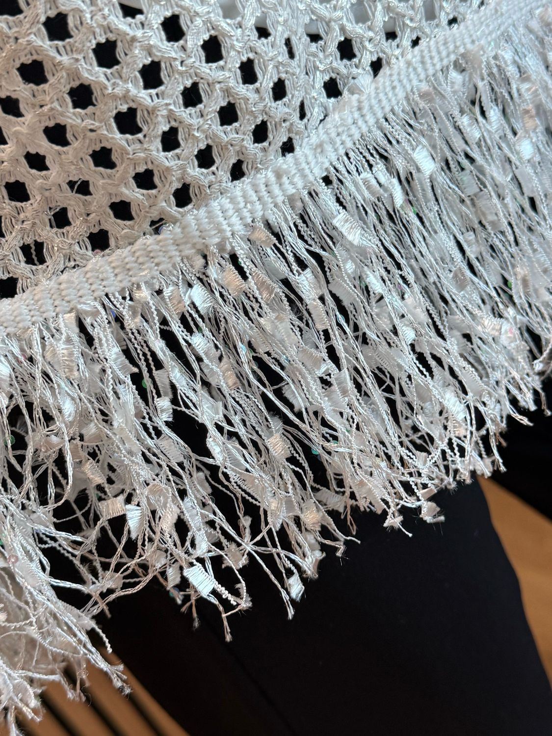 Shimmer Crochet Mesh Top - White