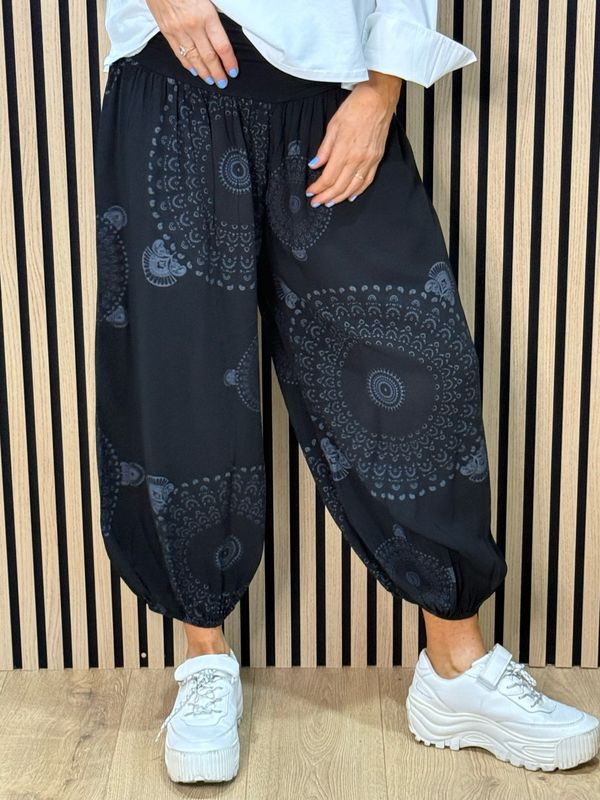 Printed Harem Pants - Black