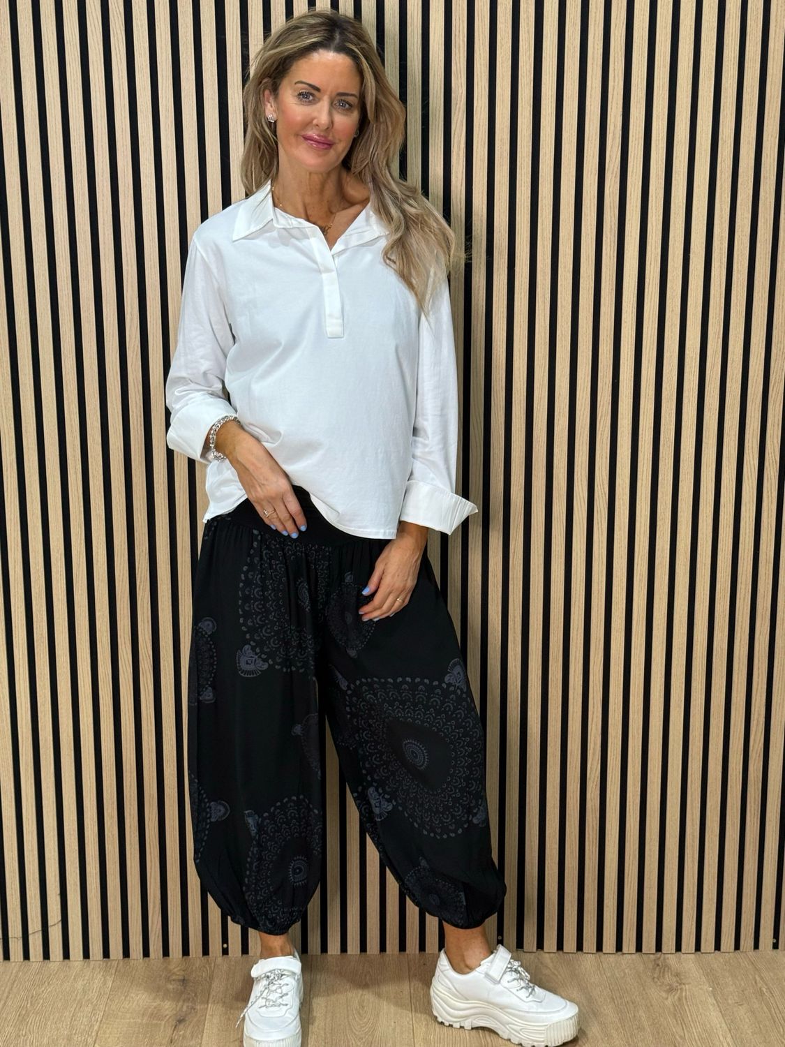 Printed Harem Pants - Black