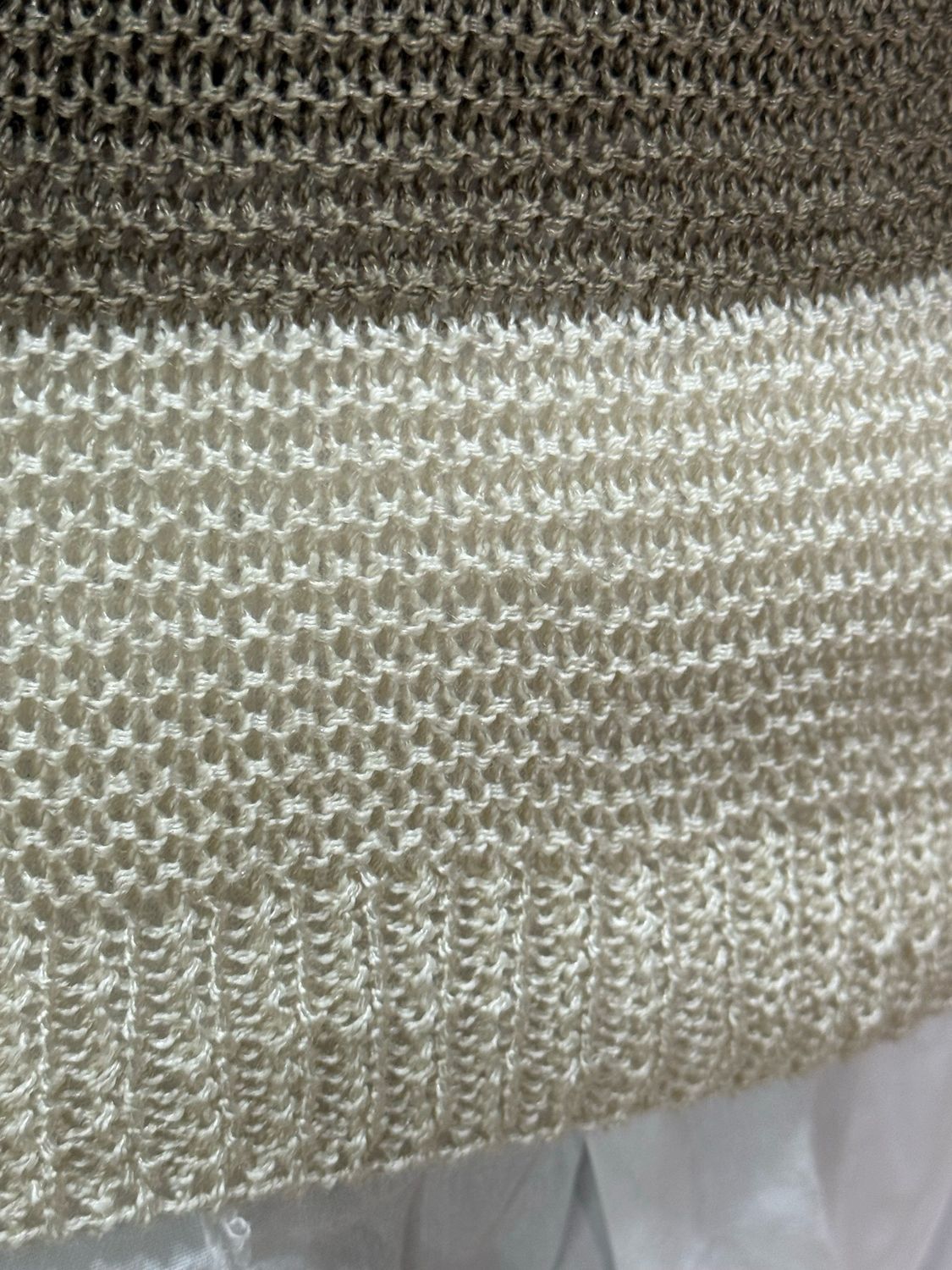 Striped Lightweight Knit Top - Cream/Brown/Gold