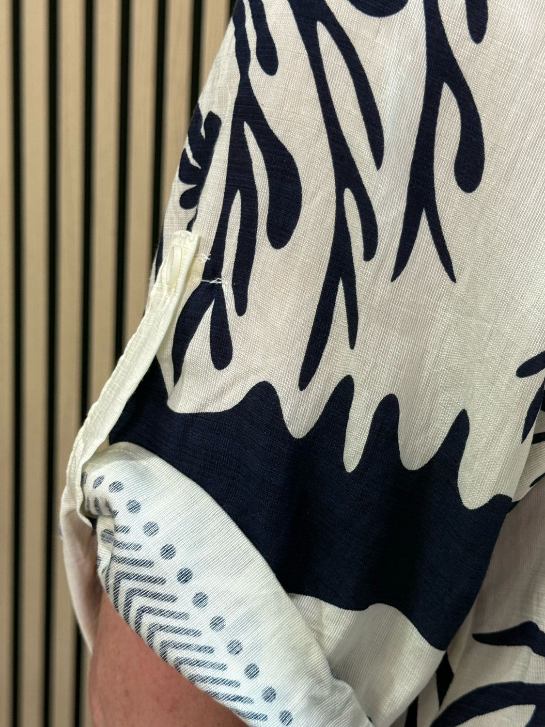 Tropical Print Co-Ord Set - White/Navy