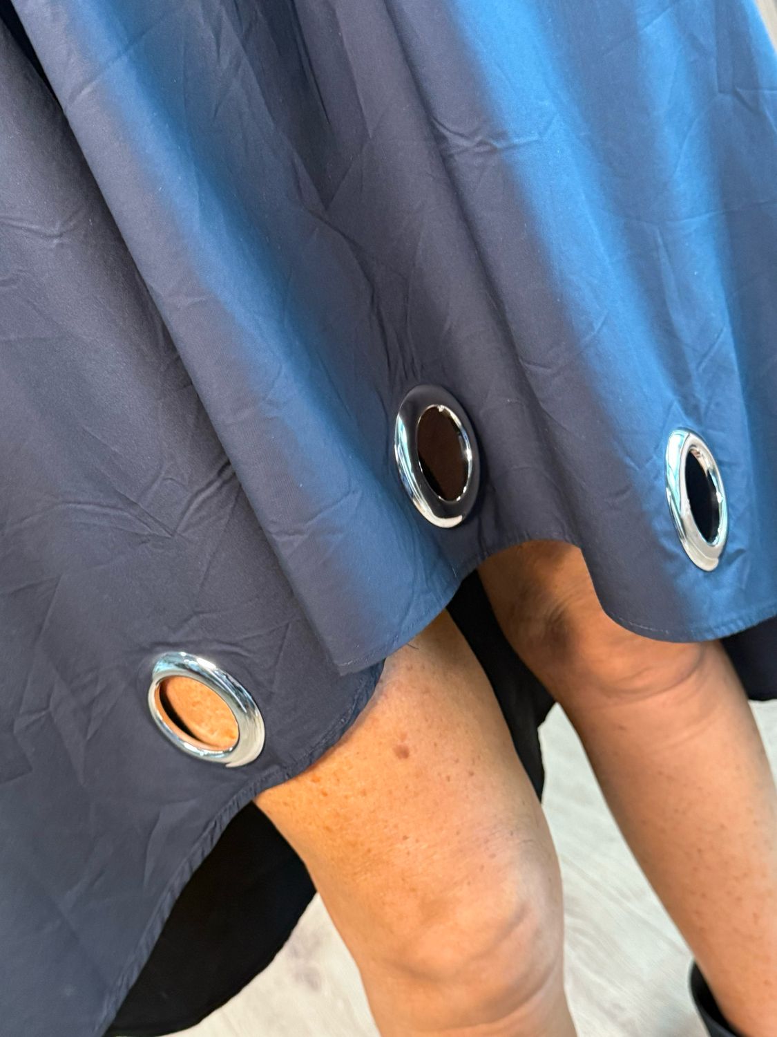 Asymmetric Grommet Detail Dress - Black