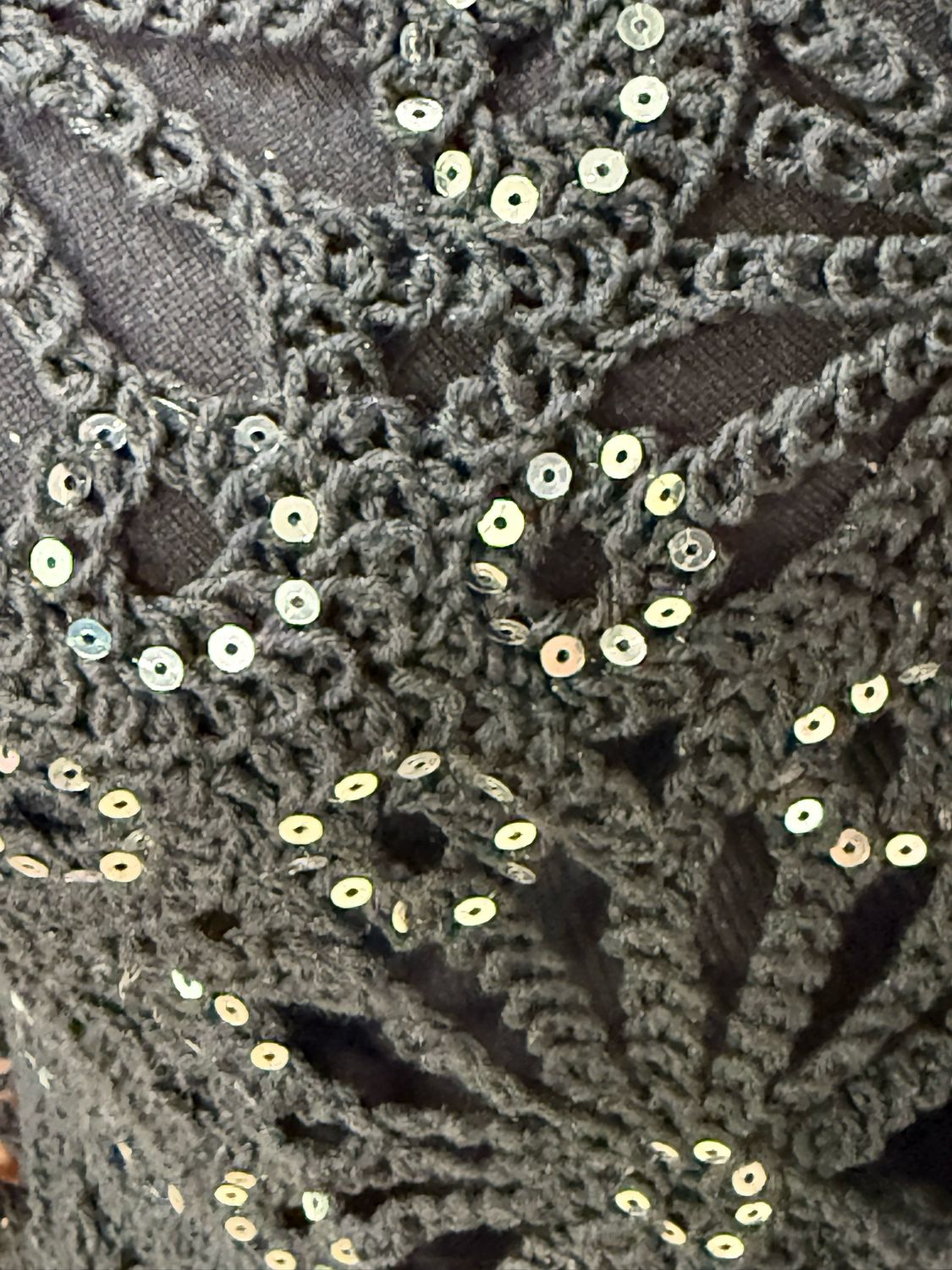 Sequin Crochet Cover Up - Black