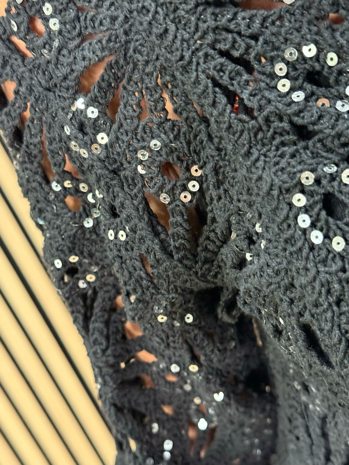 Sequin Crochet Cover Up - Black