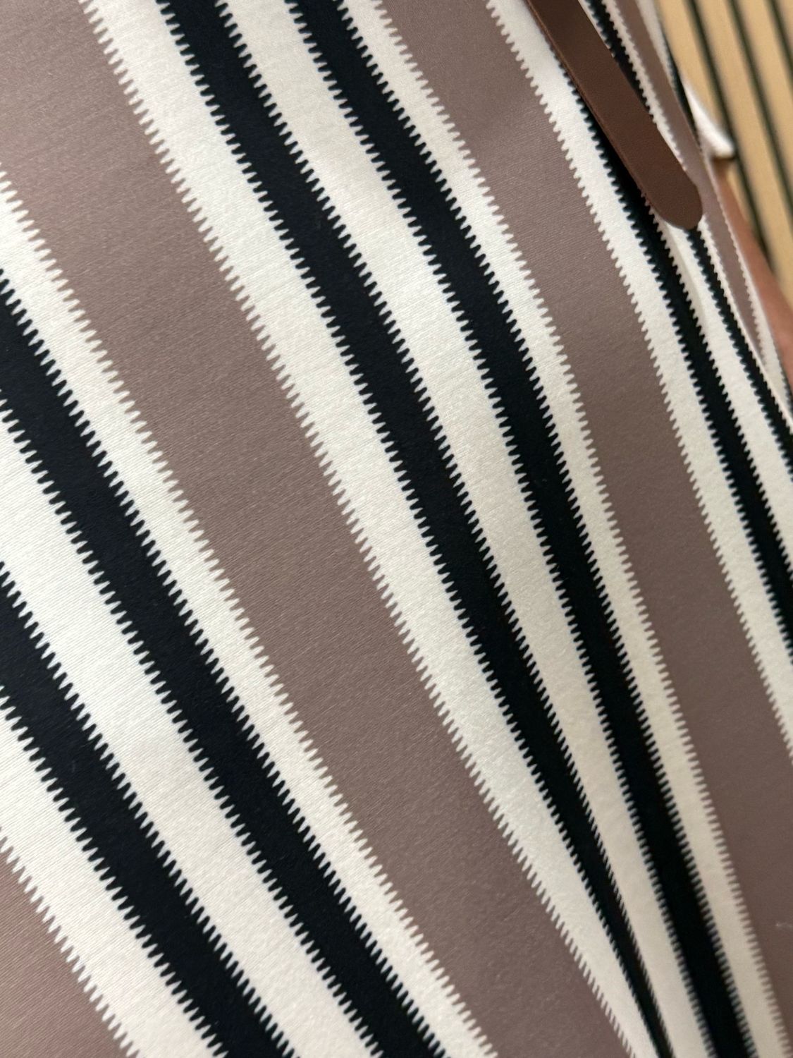 Striped Belted Midi Dress - Taupe/Black/Cream